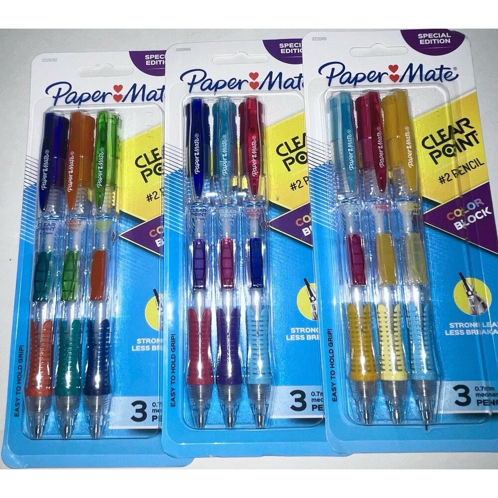 Lot Of 3 Packs of 3 Paper Mate ClearPoint  0.7MM Mechanical Pencil #2